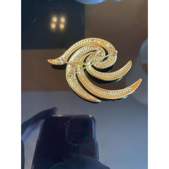 TONA Brooch Pin Set Lapel Spiral Estate Jewelry Gold Tone Vintage Pearl - Picture 2 of 4